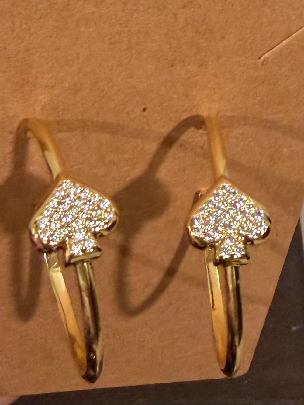 Gold Kate Spade Hoop Earrings with Pavé Crystals